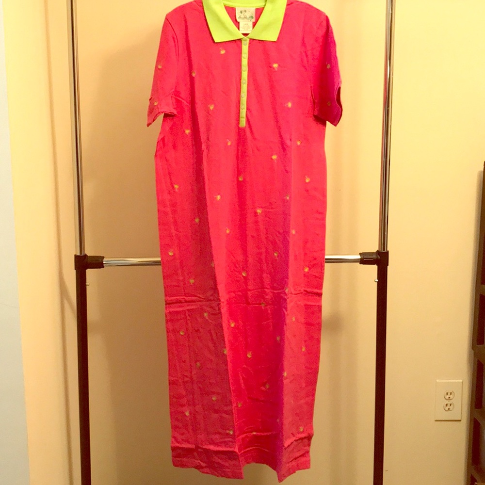 Palm Tree Collared Casual Long Dress